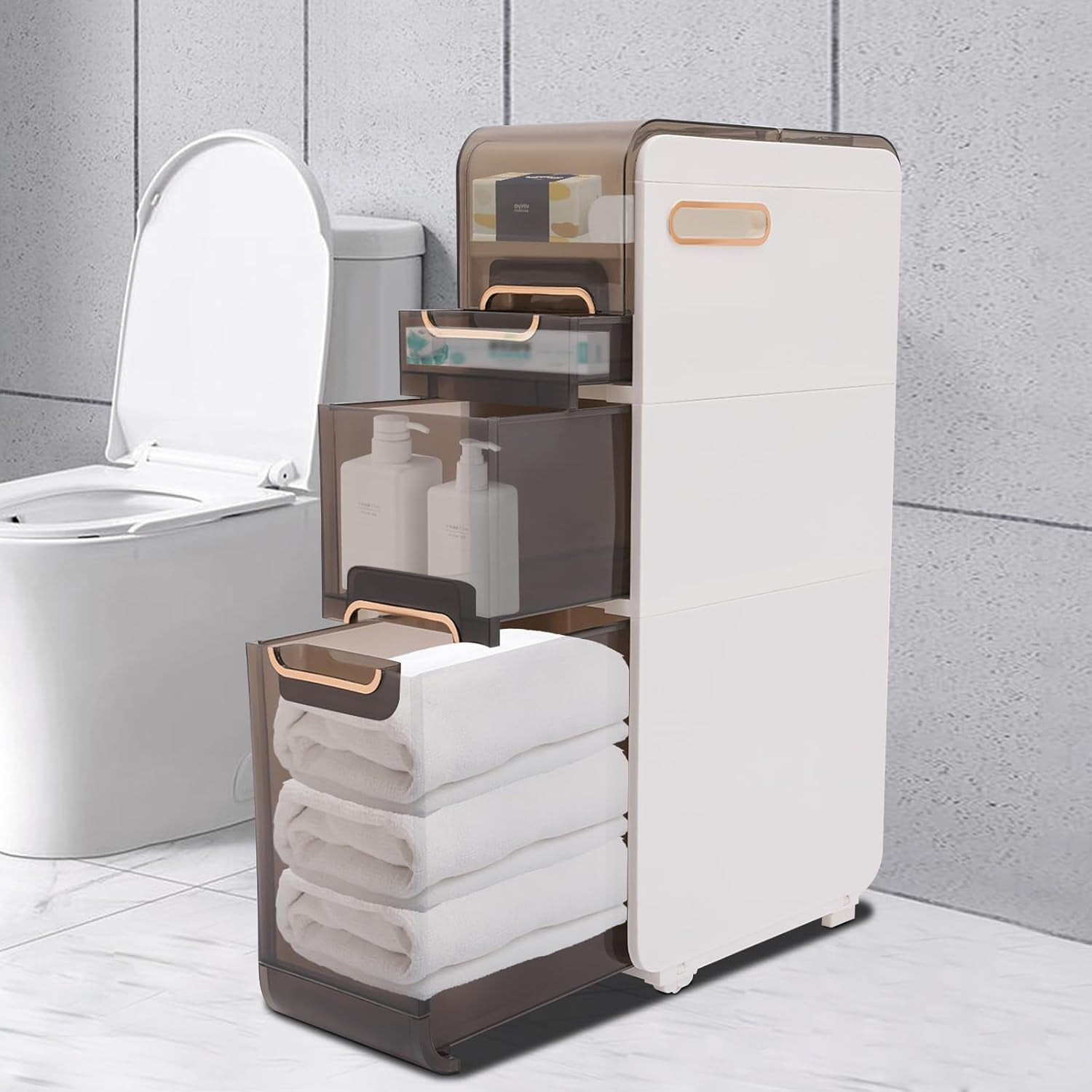 Bathroom Storage Cabinet, 3-Tiers Narrow Bathroom storage, 8.66″ Width ...
