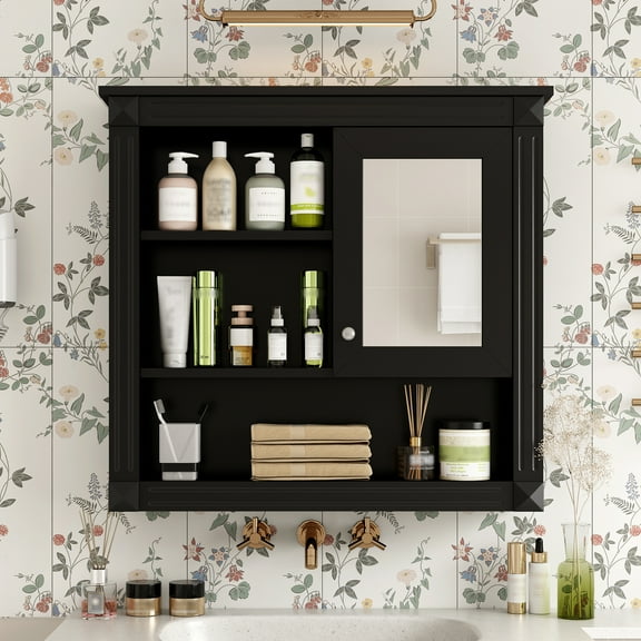 Bathroom Storage Cabinet 32'' Bathroom Wall Cabinet with Mirror, Wall Mounted Medicine Cabinet with 4 Shelves, Mirrored Door Over Toilet Storage Cabinet& Adjustable Shelves,Bathroom Wall Storage