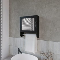 Bathroom Wall Storage Black Medicine Cabinet with Towel Bar and Included Mirror,Bathroom Storage Rack