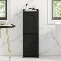 Bathroom Storage Cabinet, Corner Floor Cabinet with 2 Doors and Adjustable Shelf, Narrow Toilet Paper Cabinet, Bathroom Organizer for Small Spaces, Black