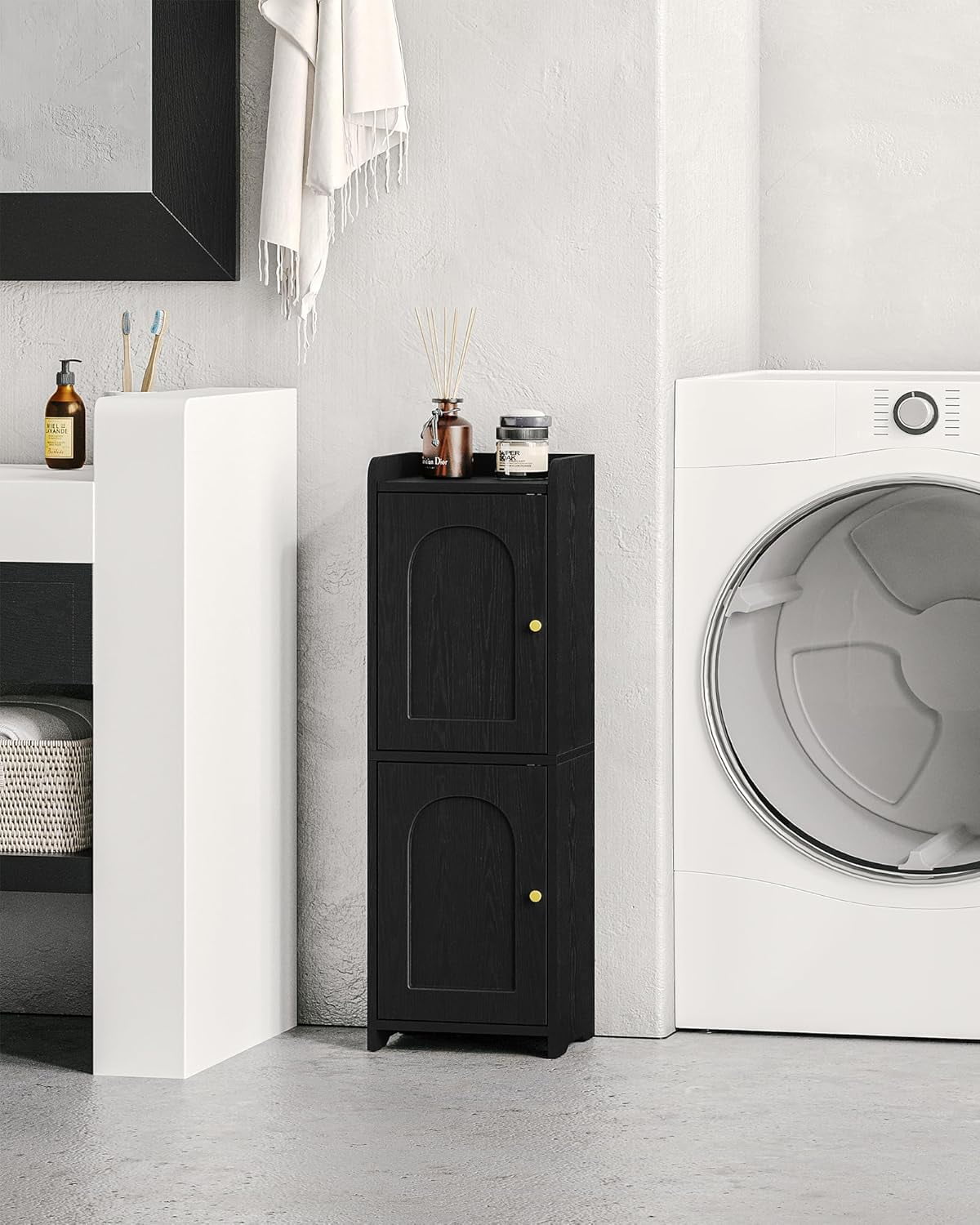 Bathroom Storage Cabinet, Corner Floor Cabinet with 2 Doors and ...