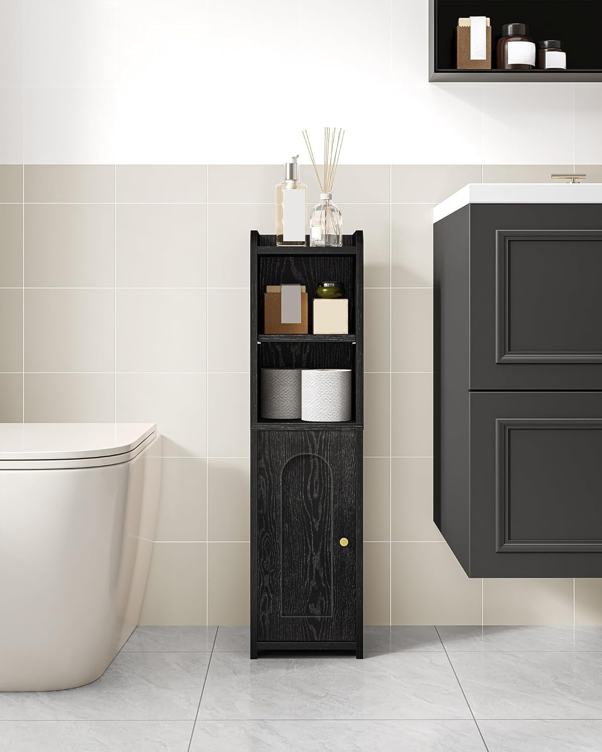 Bathroom Storage Cabinet, Corner Floor Cabinet with Doors and ...