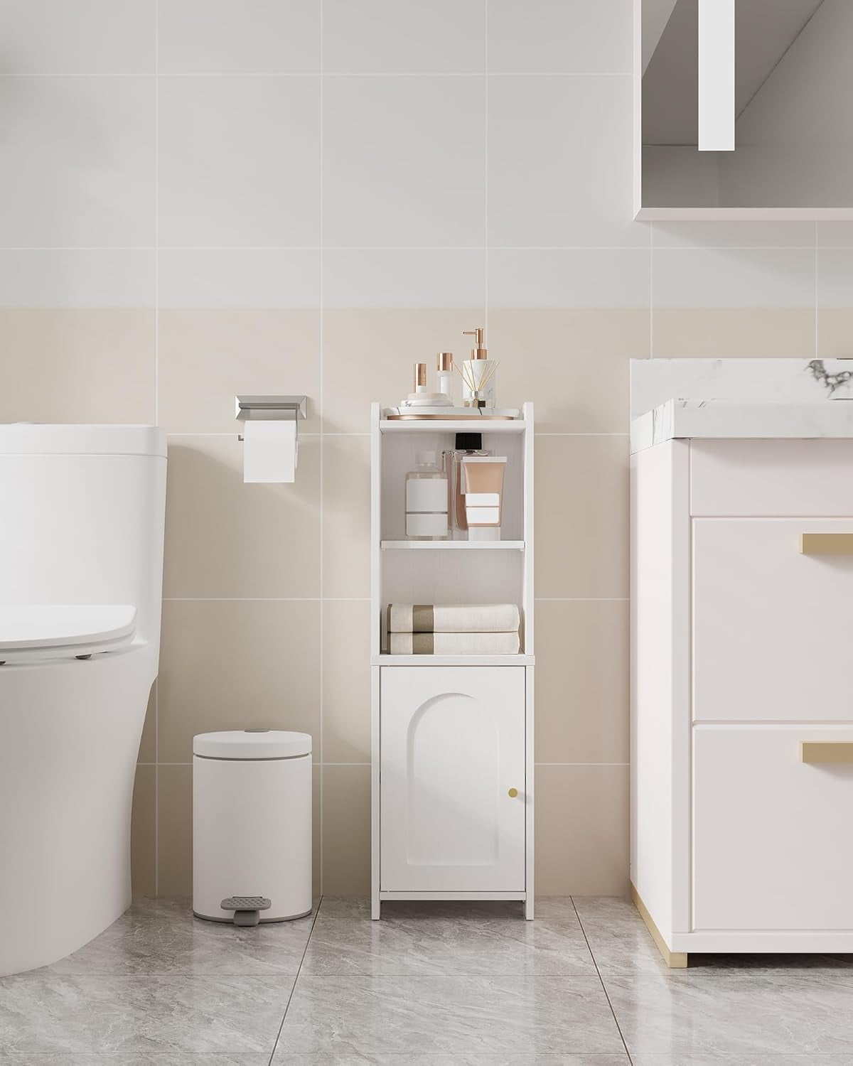 Bathroom Storage Cabinet, Corner Floor Cabinet with Doors and ...