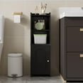 thumbnail image 1 of Bathroom Storage Cabinet, Corner Floor Cabinet with Doors and Adjustable Shelf, Narrow Toilet Paper Cabinets, Bathroom Organizer for Small Spaces, Black BC39704X, 1 of 7