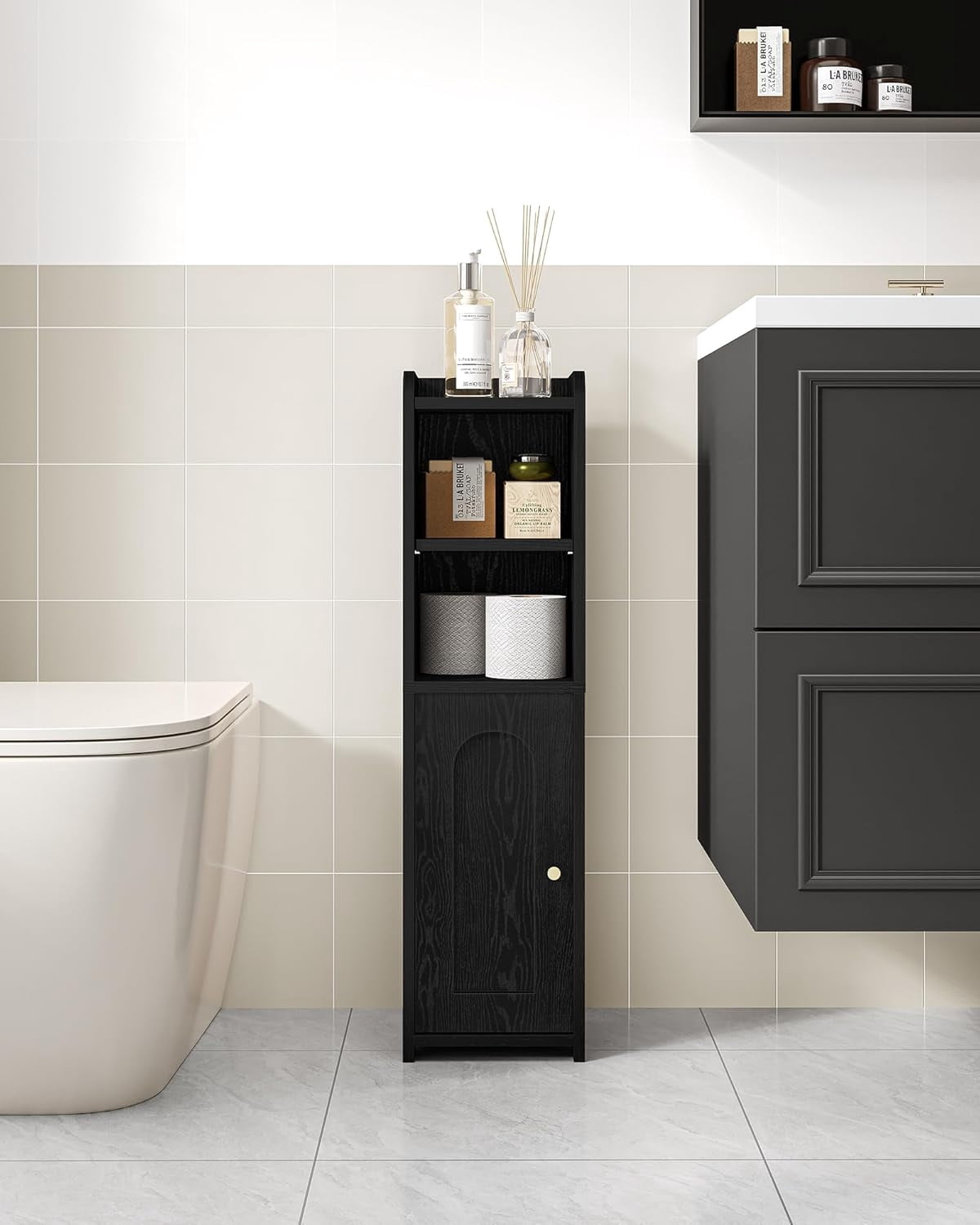 Bathroom Storage Cabinet, Corner Floor Cabinet with Doors and ...