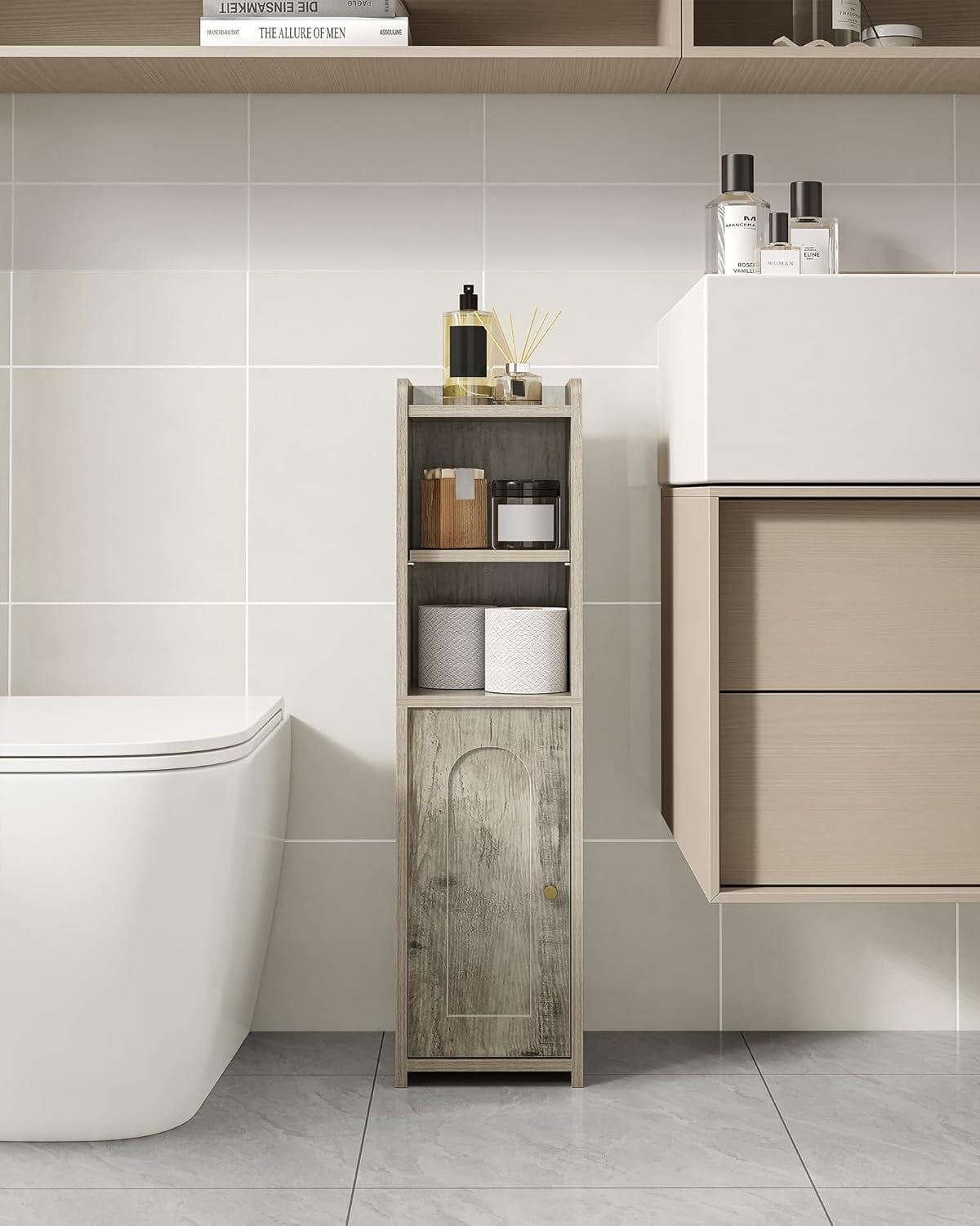 Bathroom Storage Cabinet, Corner Floor Cabinet with Doors and ...