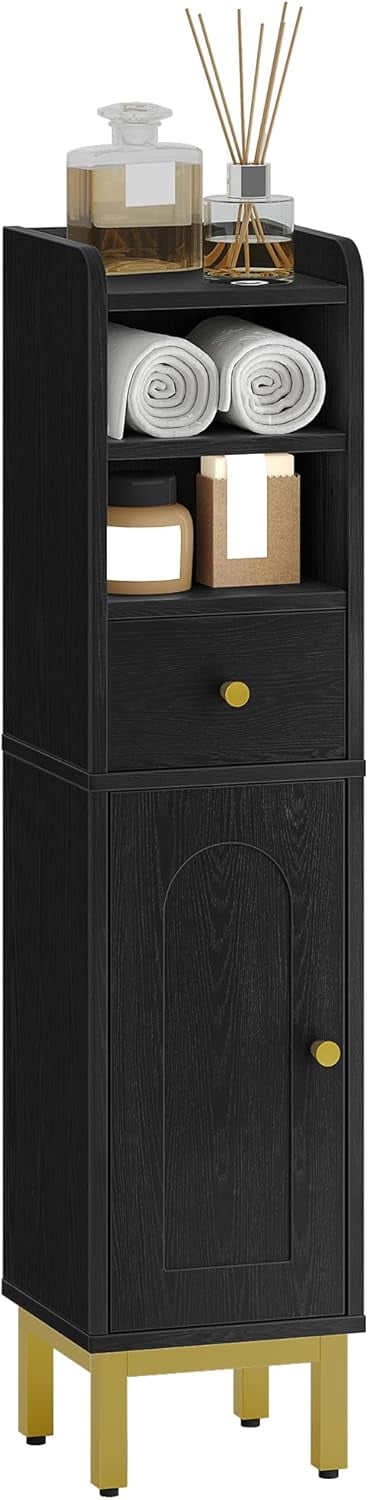 Bathroom Storage Cabinet, Corner Floor Cabinet with Drawers and Doors, Narrow Toilet Paper ...