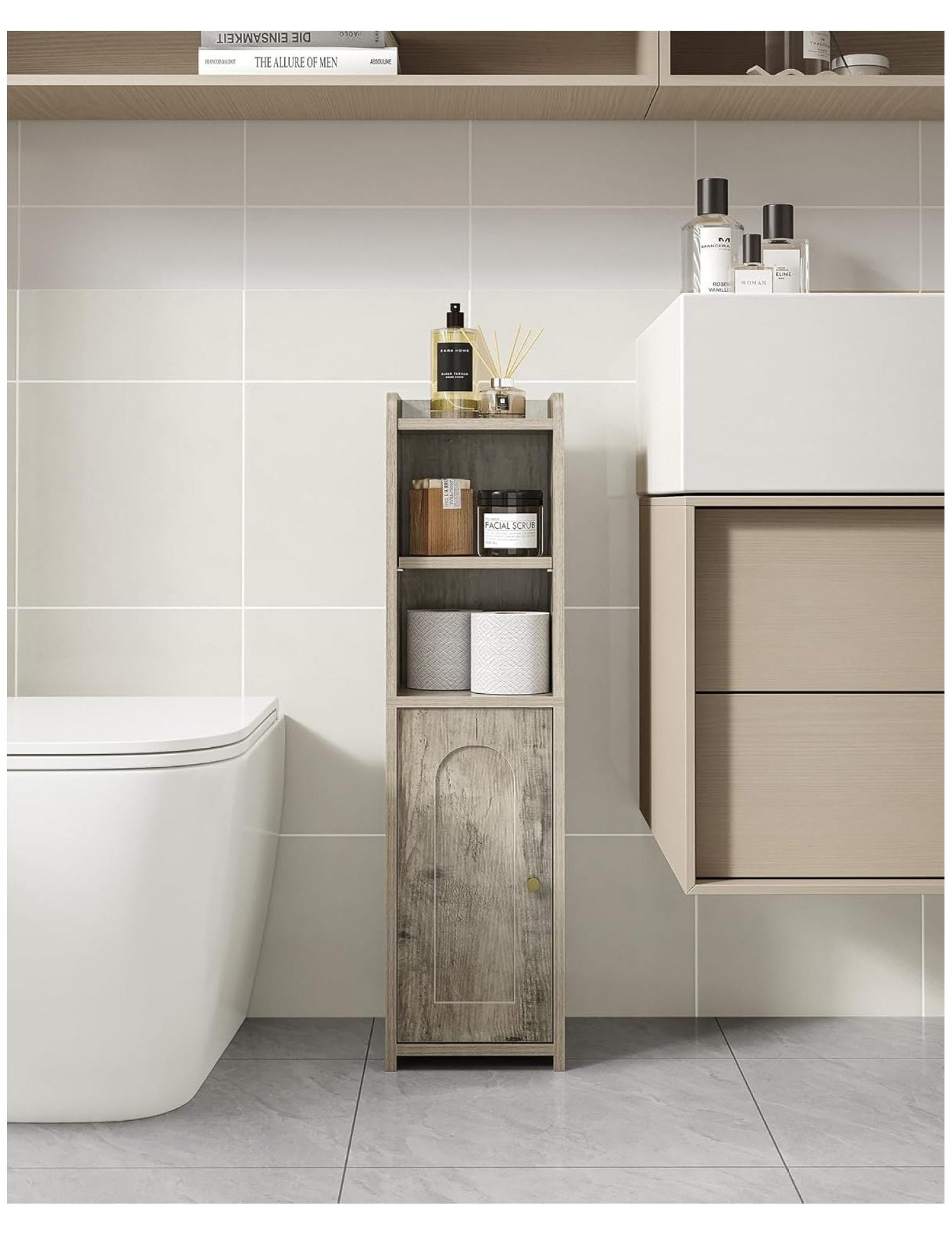 Bathroom Storage Cabinet, Corner Floor Cabinet with Doors and ...