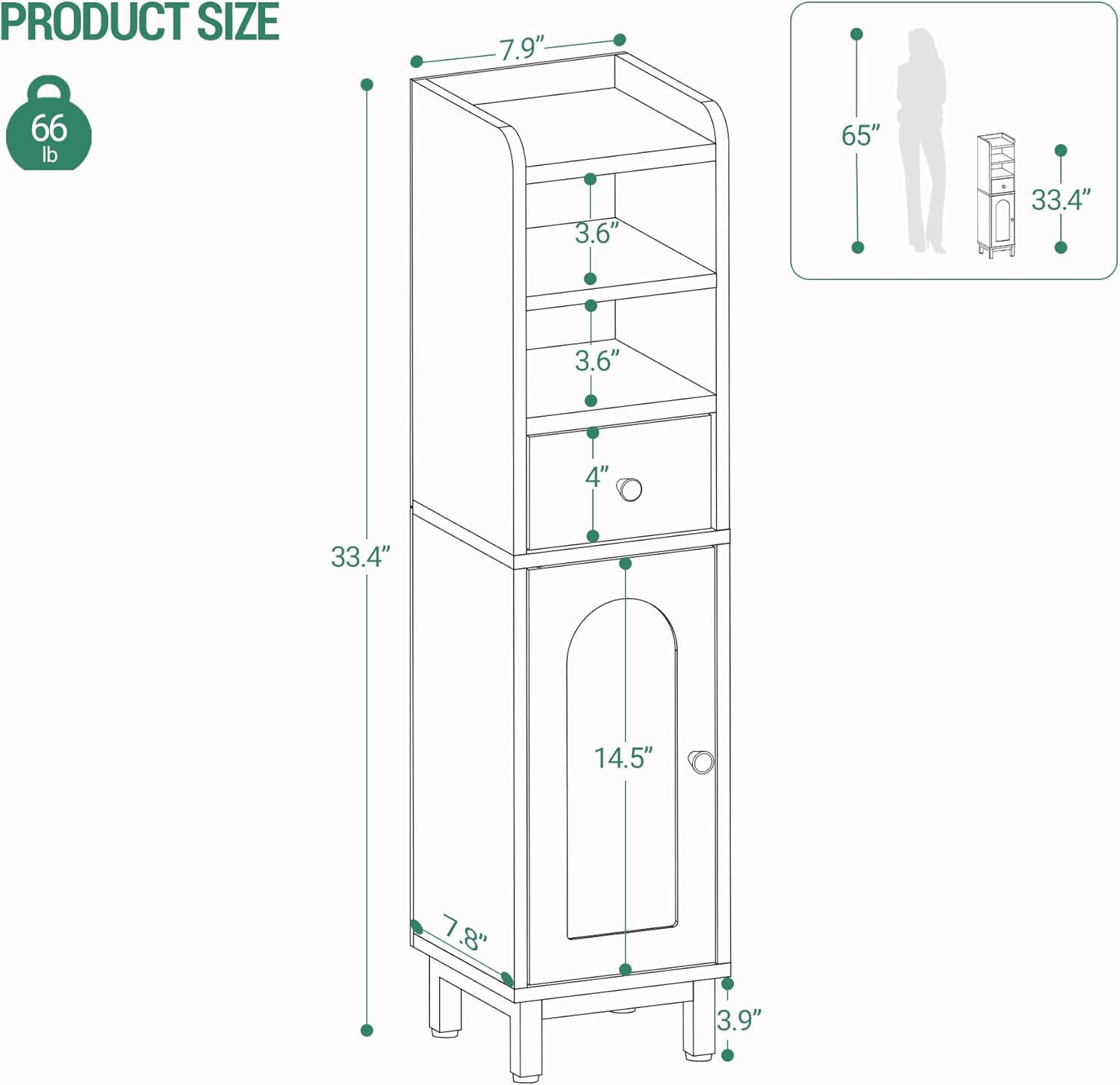 Bathroom Storage Cabinet, Corner Floor Cabinet with Drawers and ...