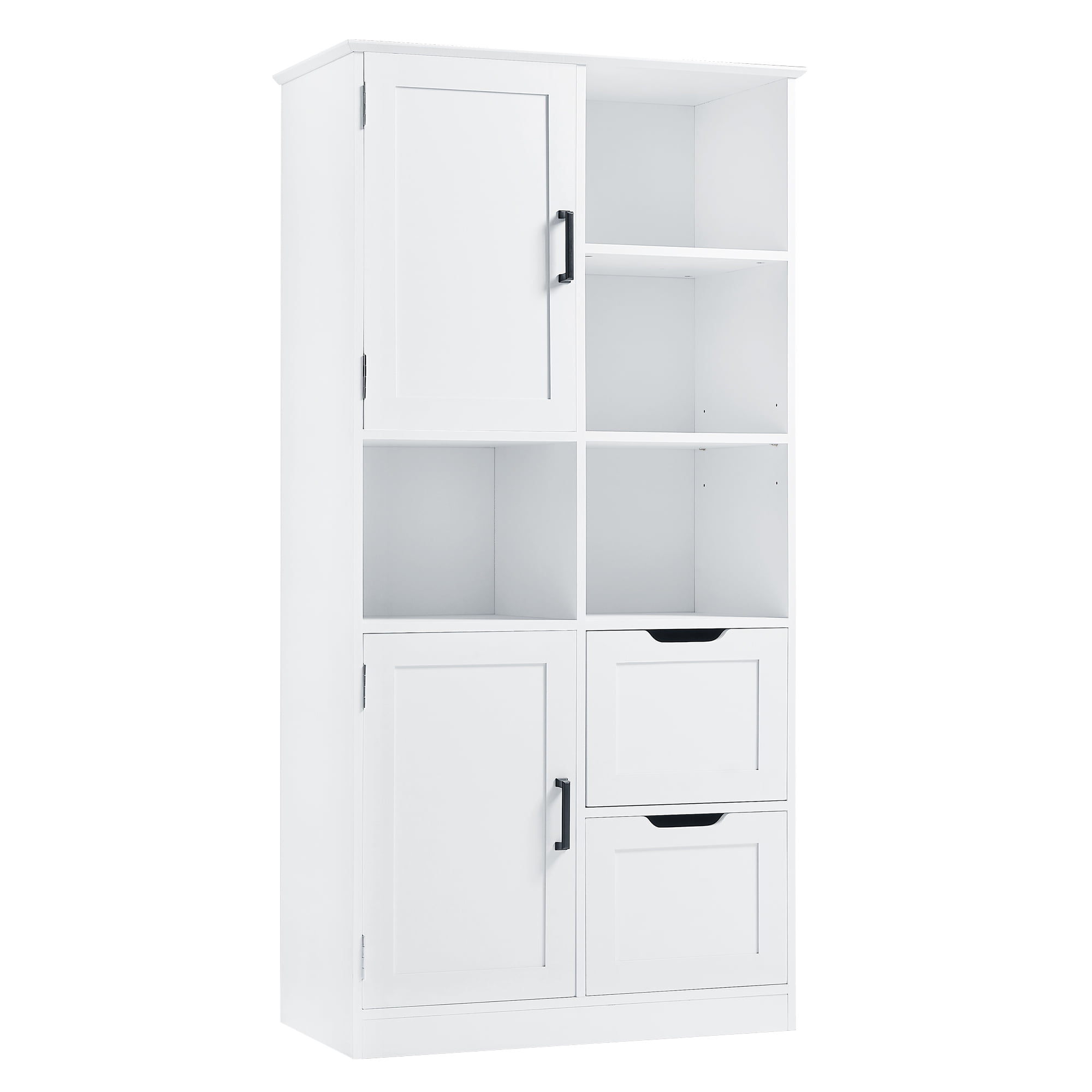 White MDF Living Room Cabinet with Adjustable Shelving