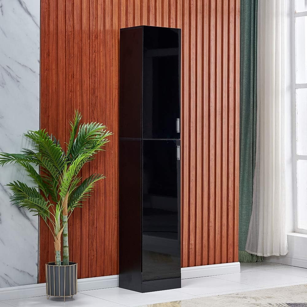 Bathroom Storage Free Standing White High Gloss with 2 Doors 4