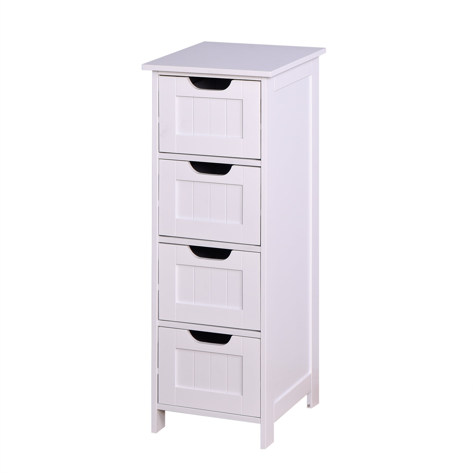 White Stone Pattern 4-Drawer Living Room Storage Cabinet