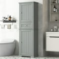 thumbnail image 1 of Bathroom Storage Cabinet, Freestanding Tall Storage Cabinet with Drawer and Adjustable Shelf for Bathroom, Living Room, Kitchen, Pantry, Gray, 1 of 6