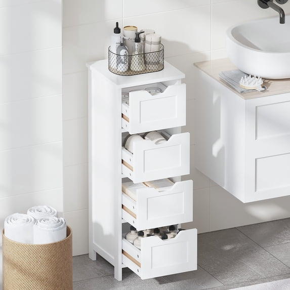 Bathroom Storage Cabinet,Freestanding Wooden Storage Organizer,Floor Storage Cabinet for Living Room Bedroom,White
