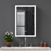 Bathroom Storage Cabinet LED Lighted Medicine Cabinet with Mirror, 20*30Inches Bathroom Mirror Cabinet with Lights,Recessed or Wall Mounted, 3 Color TemperaturesAnti-Fog,Over The Toilet Storage