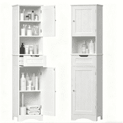 Lofka 67" Tall Narrow Bathroom Storage Cabinet, Freestanding Anti-Tipping Adjustable Shelf for Small Space | Bathroom | Kitchen, White