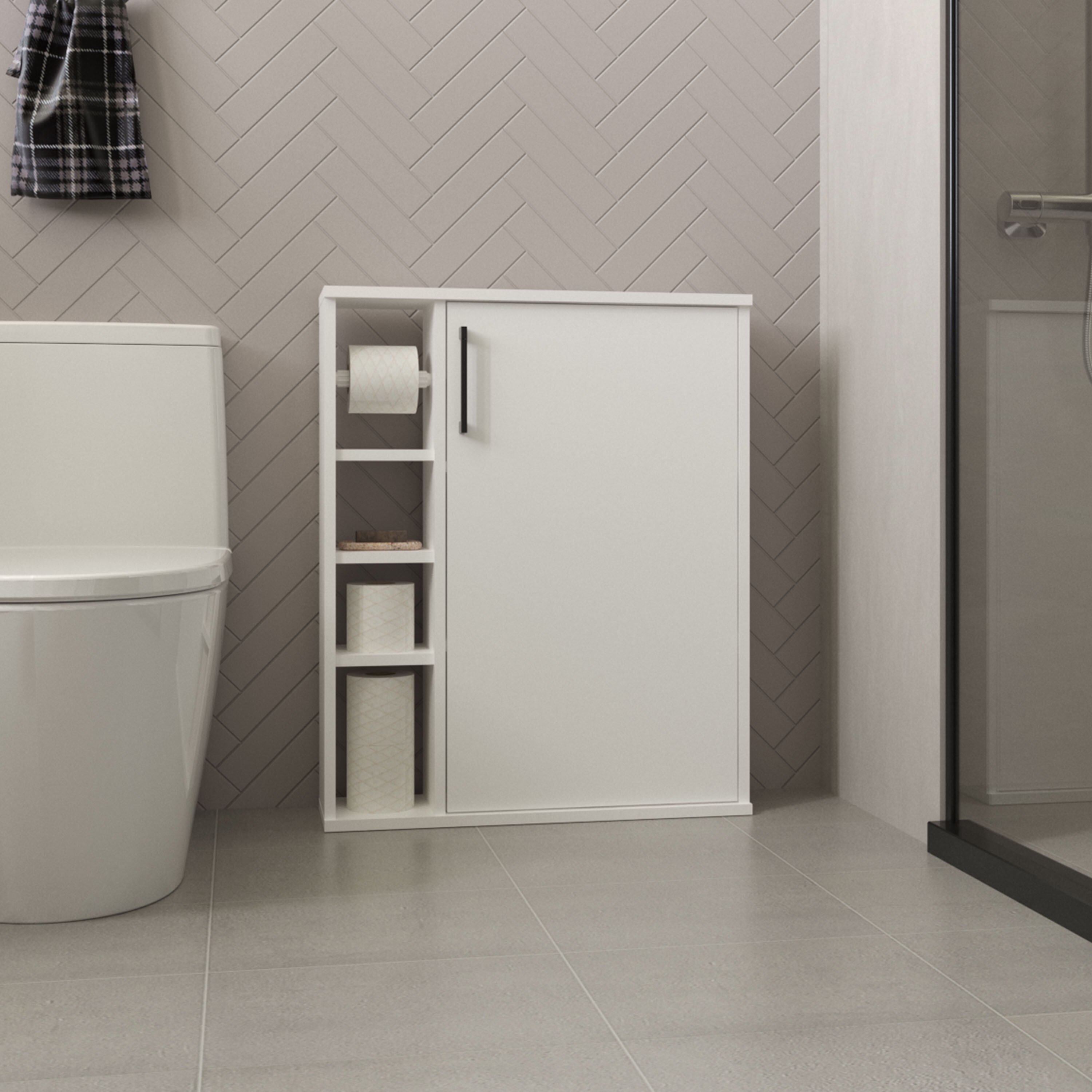 Bathroom Storage Cabinet, Medicine Cabinet, 1 Door, 7 Shelves, White ...