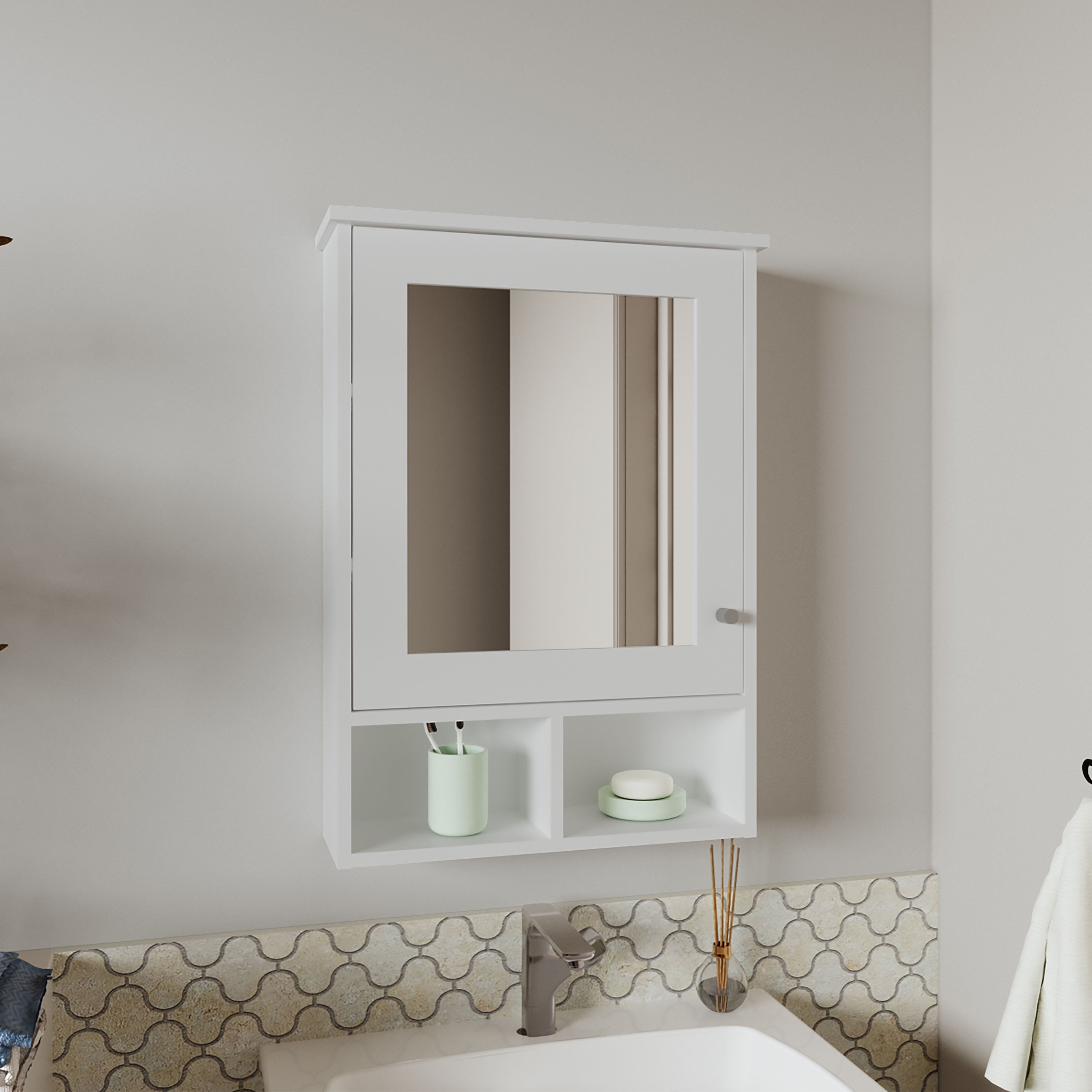 Bathroom Storage Cabinet Medicine Cabinet 29" H, with 5 Shelves, 1 Door ...