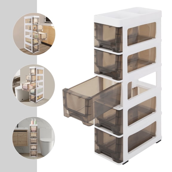 Bathroom Storage Cabinet, Narrow Floor Standing Storage Cabinet, 5 Tier Bathroom Cabinet for Storing Tissues, Shampoos, Creams, Spices, Towels, and Other Daily Items (7.09*14.96*33.07in)
