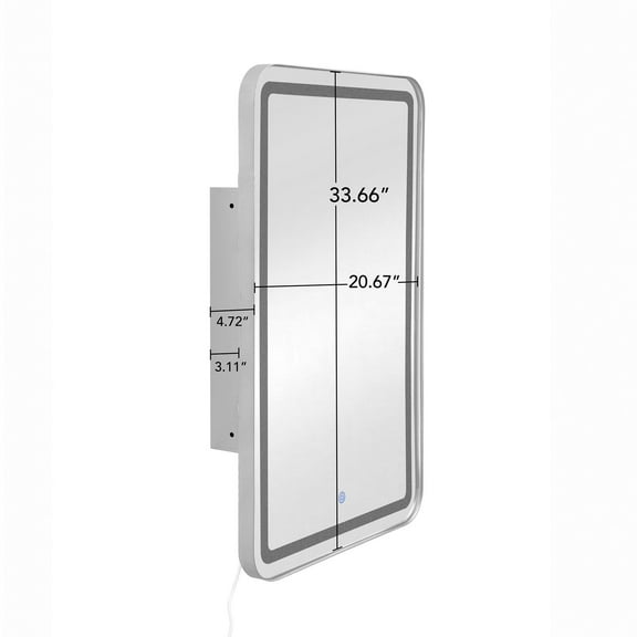Bathroom Storage Cabinet Rectangle Medicine Cabinet Mirror Bathroom Mirror with Storage Wall Mounted Medicine Mirror Cabinet with LDE,Sliver,Bathroom Vanity