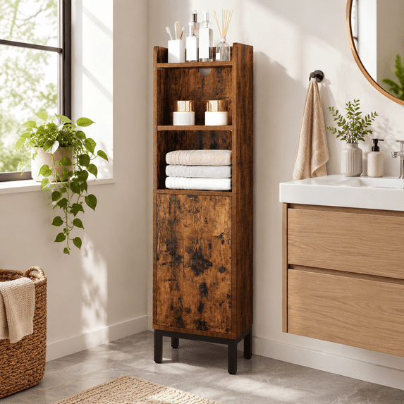 Small Pimage Bathroom Storage Cabinet, Rustic Brown, 7.9