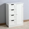 thumbnail image 1 of Wooden Bathroom Floor Cabinet, SYNGAR Free Standing Storage Cabinet with 4 Drawers and 1 Door with 2 Tiers Storage Shelf, Entryway Storage Cupboard, Modern Storage Organizer for Bedroom, White, D3378, 1 of 9