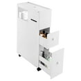 thumbnail image 1 of Bathroom Storage Cabinet, Slim Rolling Toilet Side Cabinet - Narrow Bathroom Organizer with Wheels, 4 Tier PVC Bathroom Cabinet for Small Spaces, White, 1 of 9