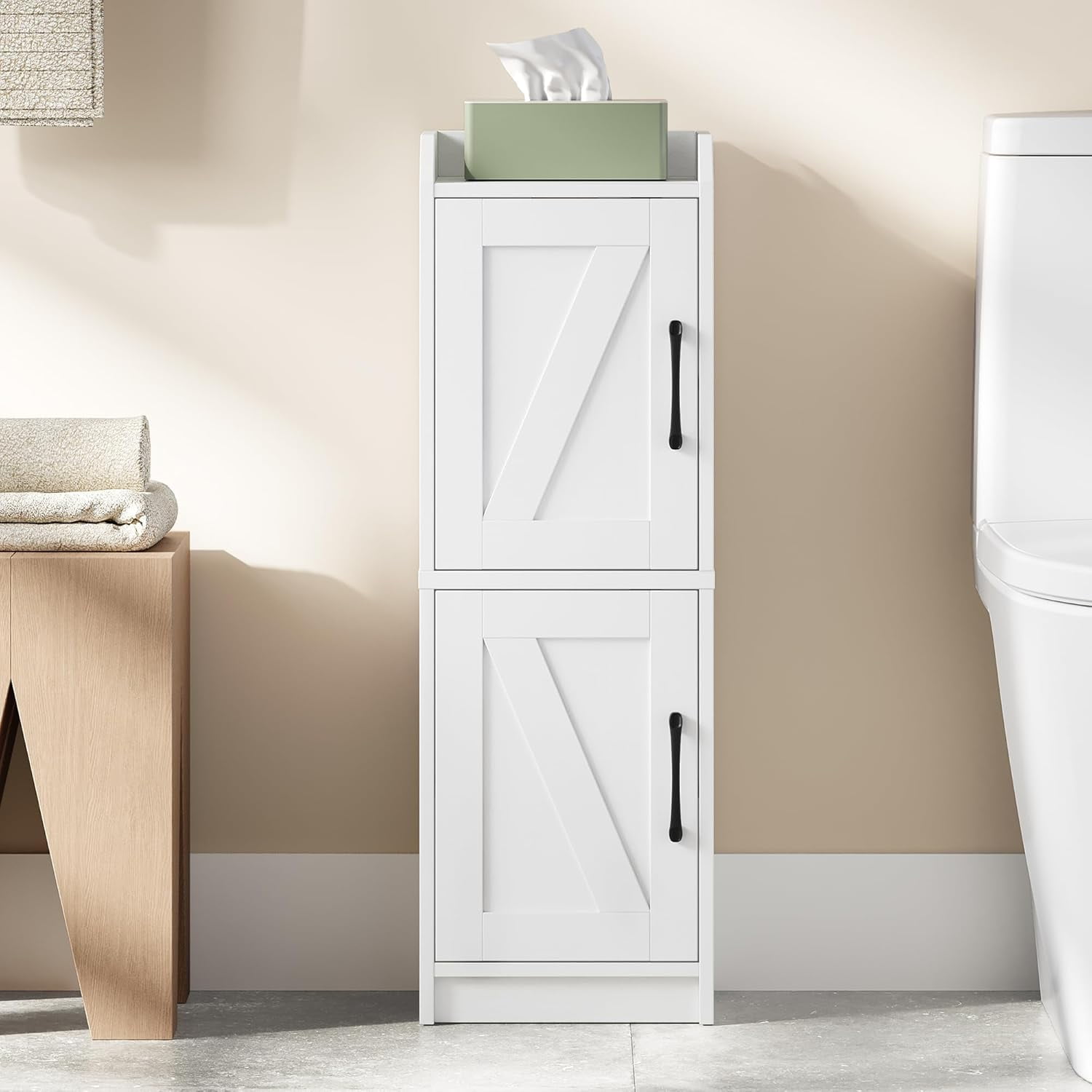 Bathroom Storage Cabinet, Small Corner Floor Cabinet with Door and ...