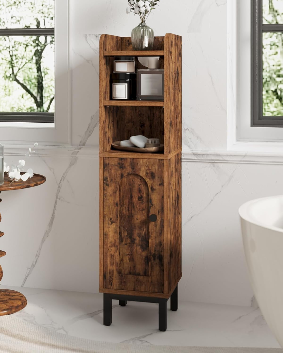 Bathroom Storage Cabinet, Small Corner Floor Cabinet with Door and ...