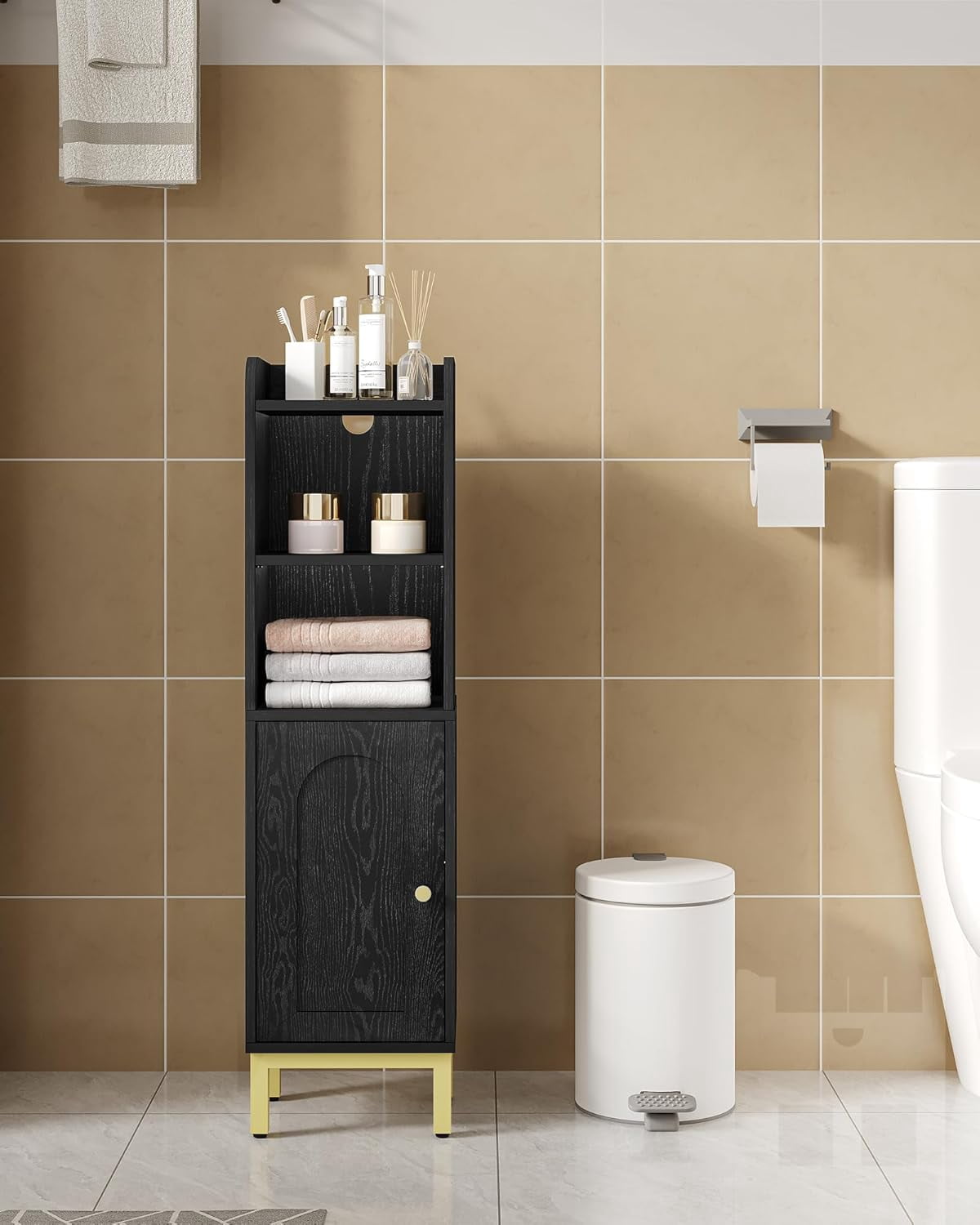 Bathroom Storage Cabinet, Small Corner Floor Cabinet with Door and ...