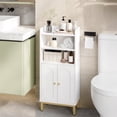 thumbnail image 1 of Hzuaneri Bathroom Storage Cabinet, 32.7" Tall Freestanding Small Floor Organizer with Arch Door & Adjustable Shelves, Toilet Paper Cabinet for Small Spaces, White, 1 of 16