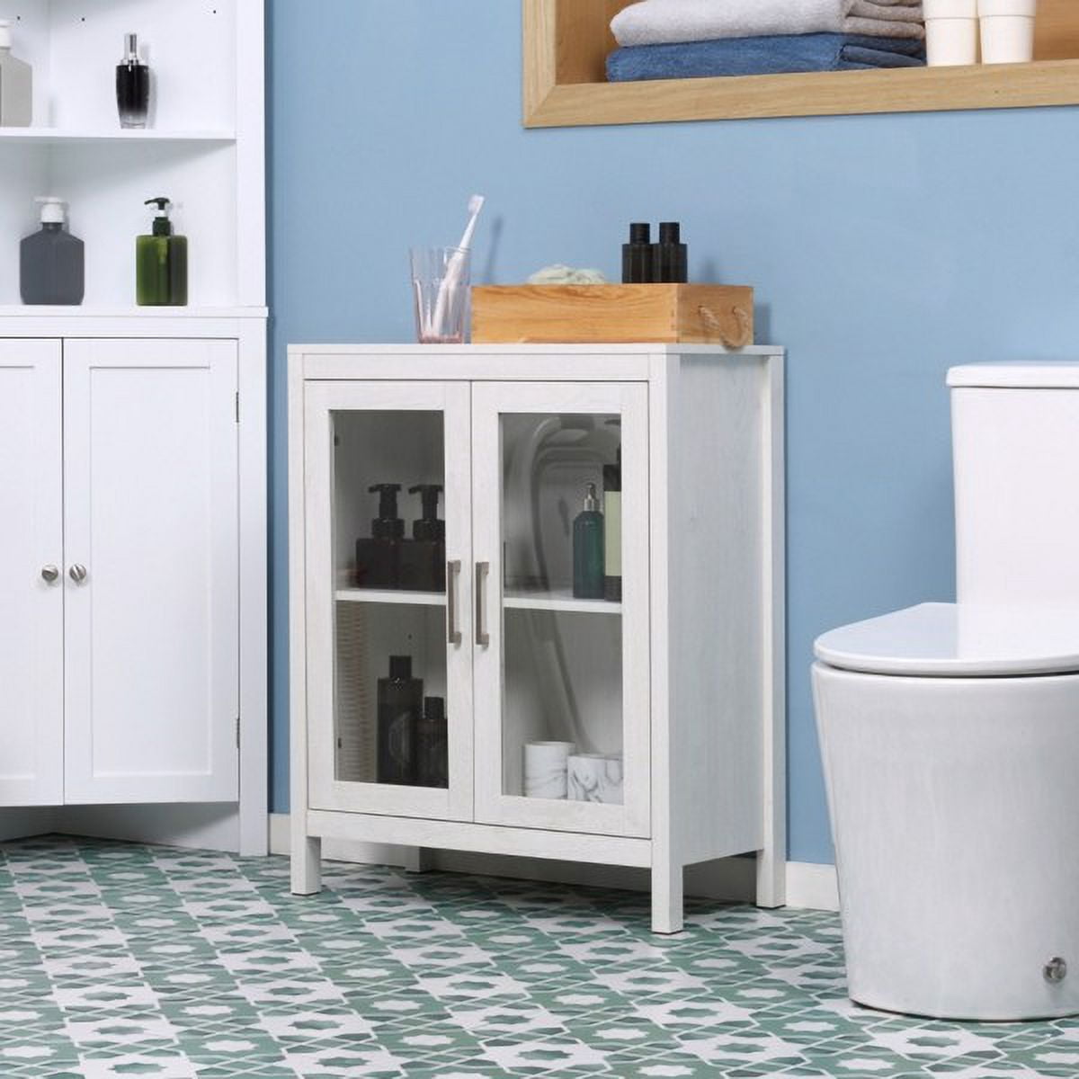 Bathroom Storage Cabinet, Small Floor Cabinet with Doors and Adjustable ...