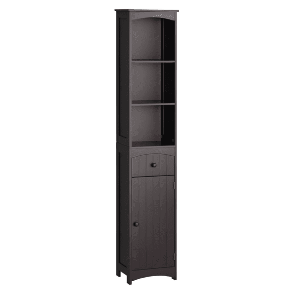 Bathroom Storage Cabinet, Tall Linen Tower with Drawers & Shelves, Free Standing Bathroom Organizer, Slim Storage Unit for Bathroom, Brown