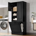 thumbnail image 1 of Bathroom Storage Cabinet Tall Storage Cabinet with Adjustable Shelves, Large Flip-Out Basket & Enclosed Cabinets – Perfect for Bathroom, Living Room, or Office, MDF Material with Aluminum Alloy Handl, 1 of 27