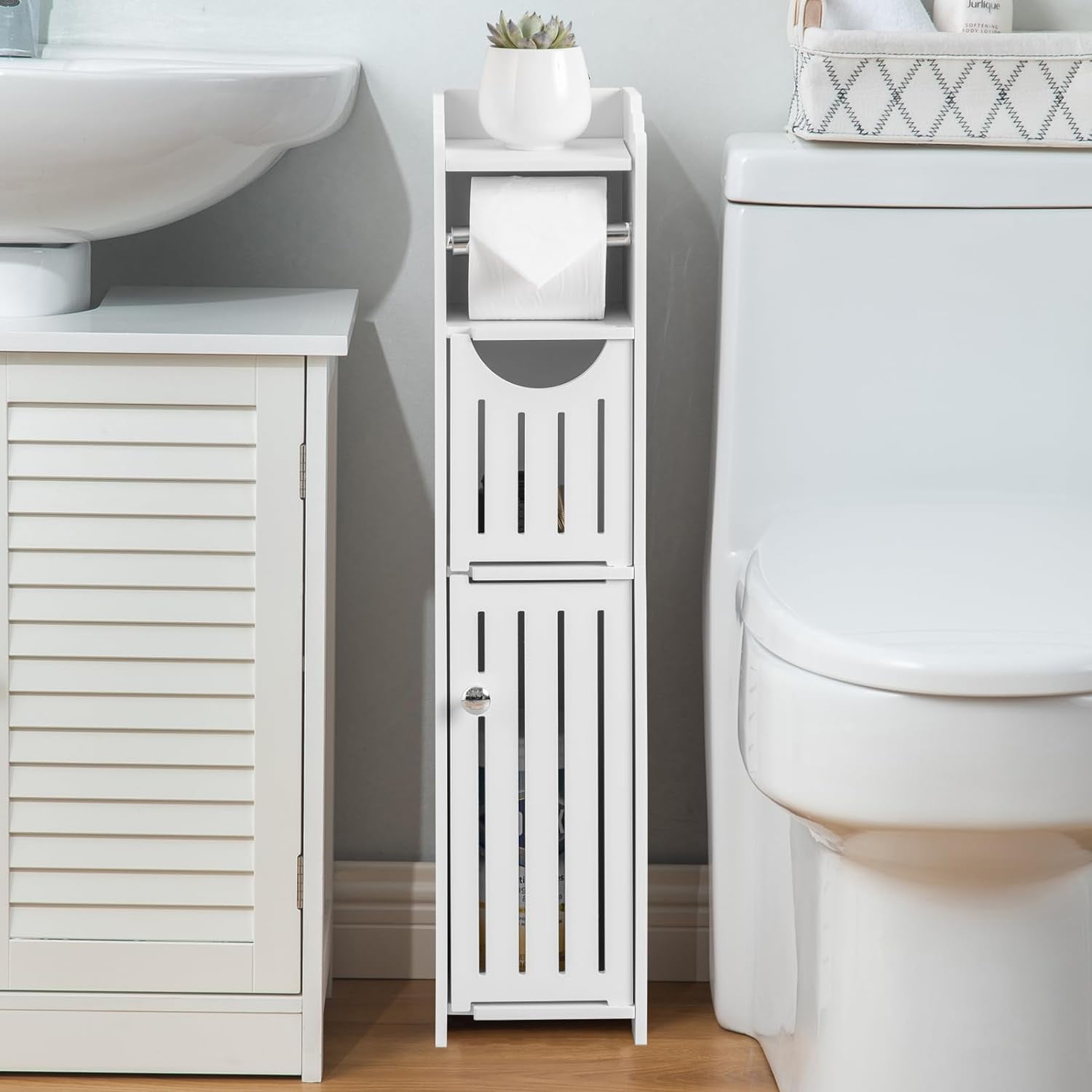 Bathroom Storage Cabinet: Toilet Paper Holder Fit for Mega Roll - Milk ...