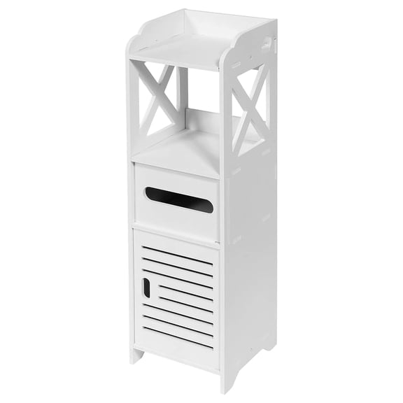 Bathroom Storage Cabinet Tower - Freestanding Shelf Unit with Tissue H