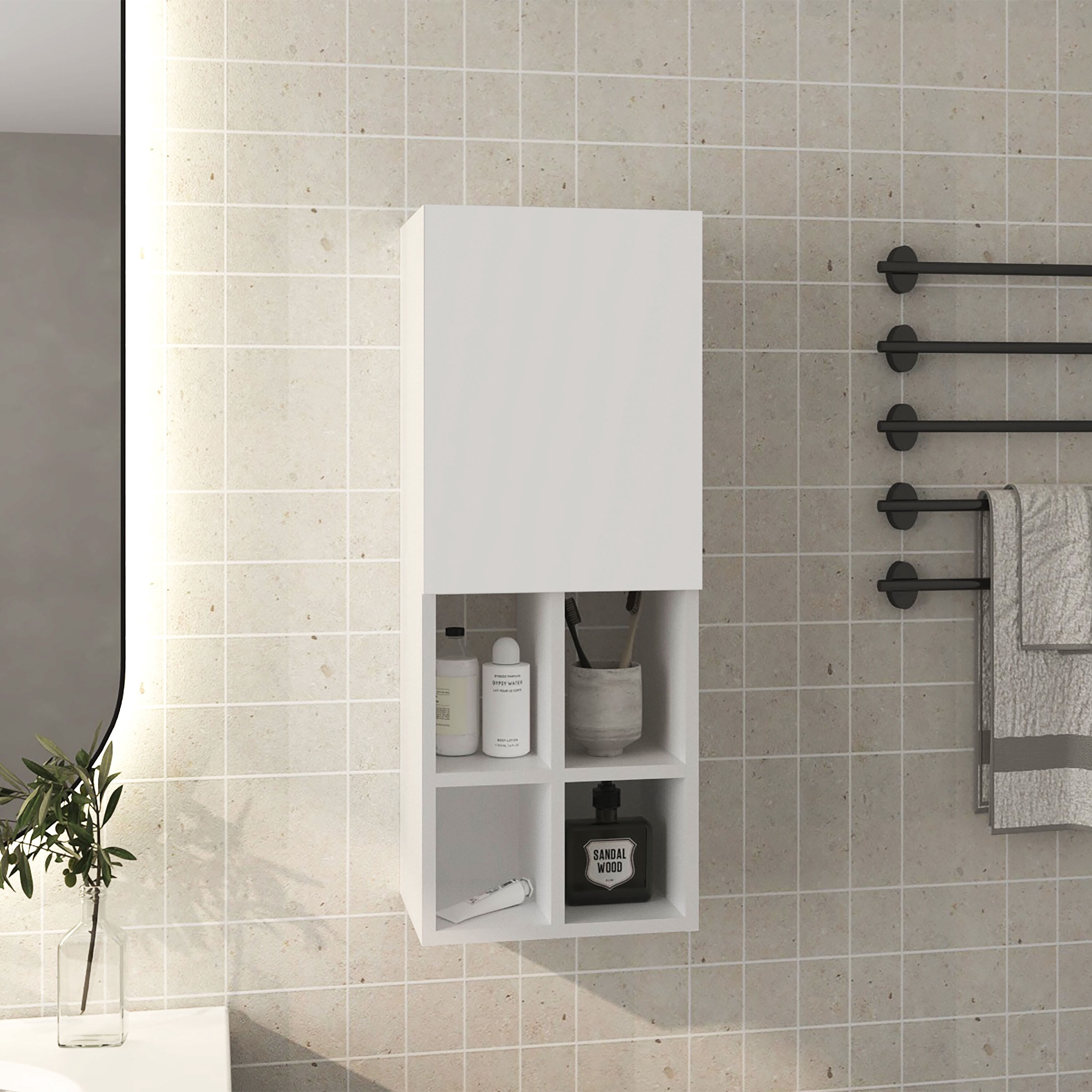 Bathroom Storage Cabinet Wall Cabinet with Sink, 1 Door, 5 Shelves ...