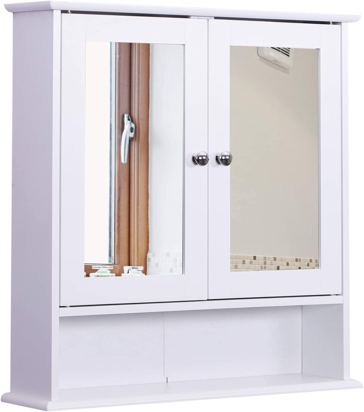 Bathroom Storage Cabinet Wall Mounted Medicine Cabinets w/Double Mirror Doors & Adjustable Shelf ...