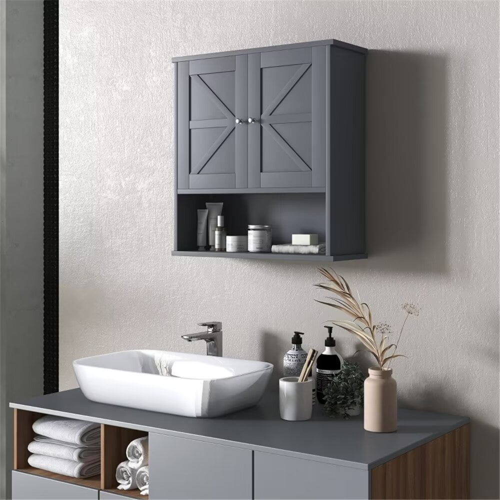 Bathroom Storage Wall Mounted, Modern Wooden Over the Toilet Storage with 3