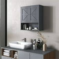 thumbnail image 1 of Bathroom Storage Cabinet Wall Mounted, Modern Wooden Over the Toilet Storage Cabinet with 3-level Adjustable Shelf and 2 Door, Bathroom Medicine Cabinet Gray, 1 of 6