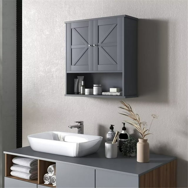 Bathroom Storage Wall Mounted, Modern Wooden Over the Toilet