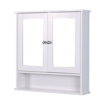 Bathroom Storage Cabinet White Wall Mounted Bathroom Cabinet with 2 Mirror Doors and Adjustable Shelf,Bathroom Wall Storage