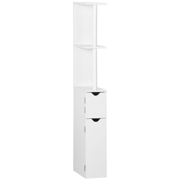 Bathroom Storage Cabinet kleankin Tall Bathroom Storage Cabinet, Freestanding Linen Tower with 2 Open Shelves and 2 Door Cabinets, White,Bathroom Vanity