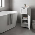 thumbnail image 1 of Bathroom Storage Cabinet with Vented Door and Drawer, Compact Freestanding Linen Cabinet for Small Spaces, White Finish - Miami Collection, 1 of 10
