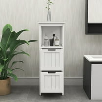 Bathroom Storage Freestanding Wood Storage Organizer Cabinet with 2 Drawers and 1 Storage Shelf, White