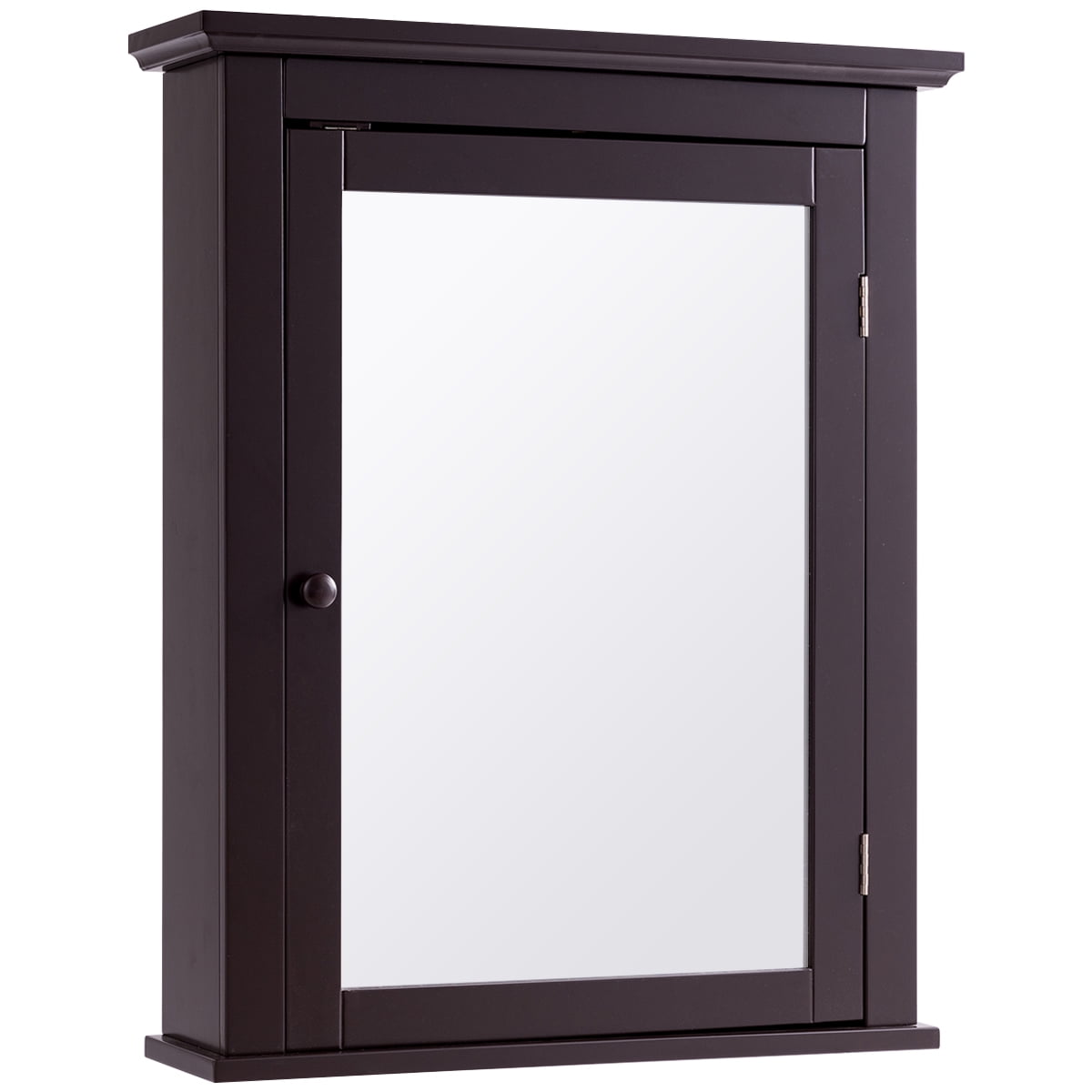 Brown MDF Wall Mounted Bathroom Medicine Cabinet with Mirror