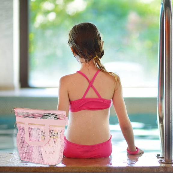 Bathroom Storage Mesh Shower Caddy Tote for Travel and Home - Lightweight Nylon Organizer with Handles and Zipper for Bathroom Gym Camping and Beach