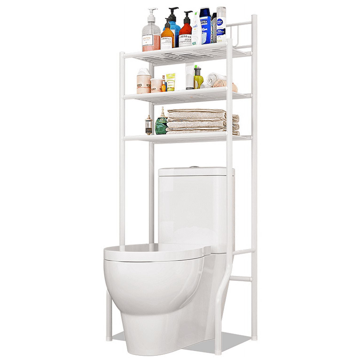 Derby Over The Toilet Bathroom Spacesaver Storage Rack Organizer With  Magazine Storage, White Metal Frame & Marble Wood Top, Traditional –  Pilaster Designs
