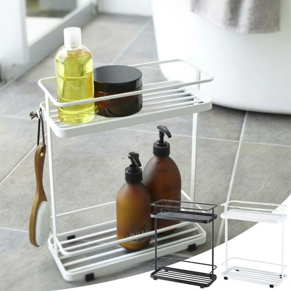 Bathroom Storage Rack Mobile Floor Standing Shelving UnitTier, Rust-Resistant Metal Frame for Extra Towel & Toilet Paper Storage, Space-Saving Organizer for Small Bathrooms & Apartments