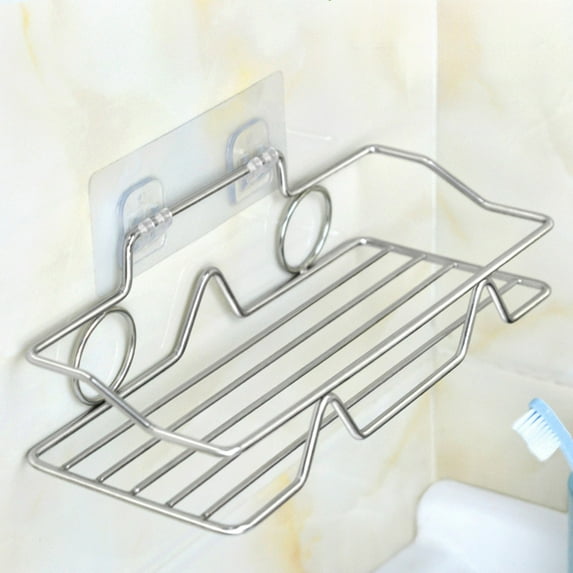 Bathroom Storage Rack, Stainless Steel Shelf With Hook, No Drill Adhesive Mount, Rustproof Organizer Tray, Minimalist Style For Kitchen Shower Wall Countertop Space Saving, Blahzhy Safe Operation